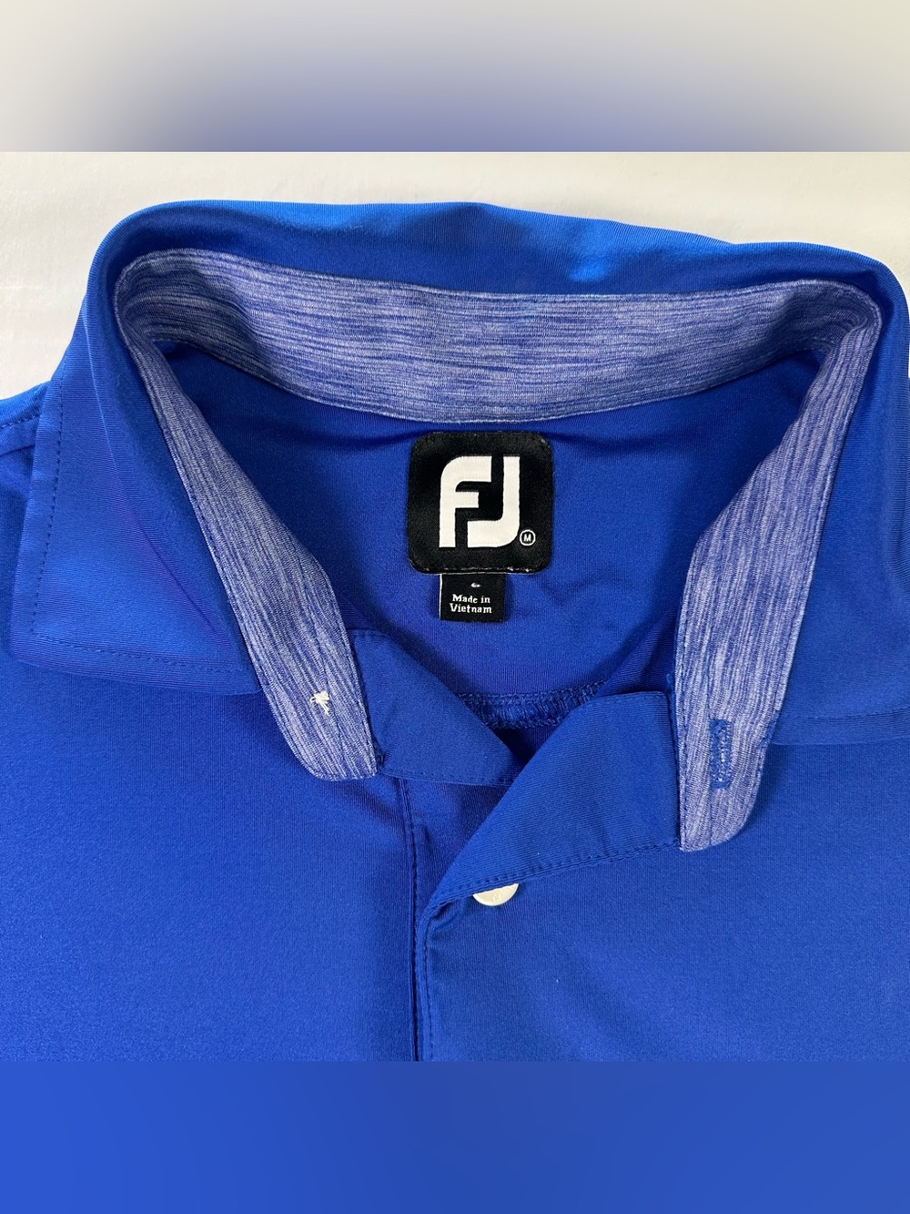 FootJoy Presidents Cup Golf Polo Shirt Mens M Blue Neon Yellow Performance - Picture 5 of 10